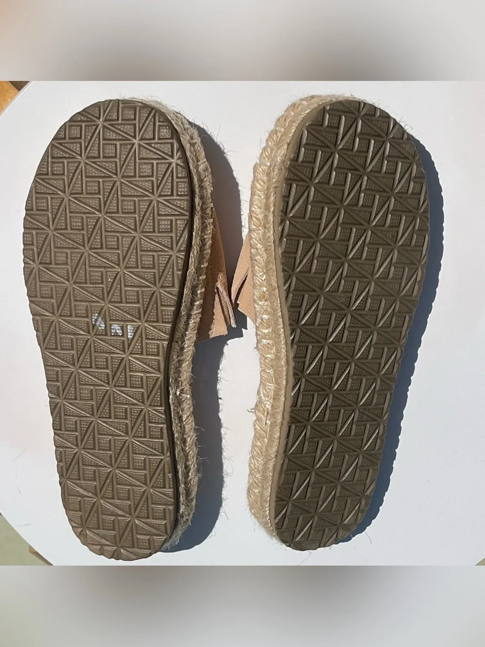 HAUTE HIPPIE Tan Suede Espadrille Slike Sandals Woven Rope Sole Size 7M